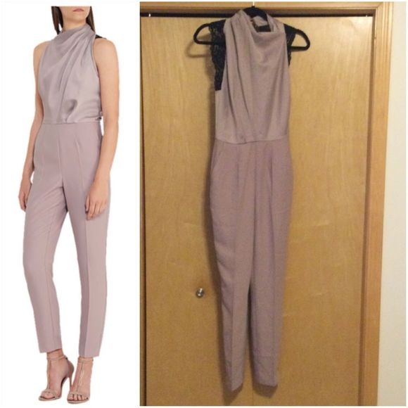 Reiss Kita Lace Back Jumpsuit, Ash